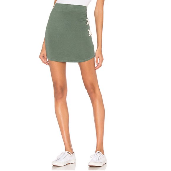 NWT Monrow Super Soft Lace Skirt Cactus Revolve